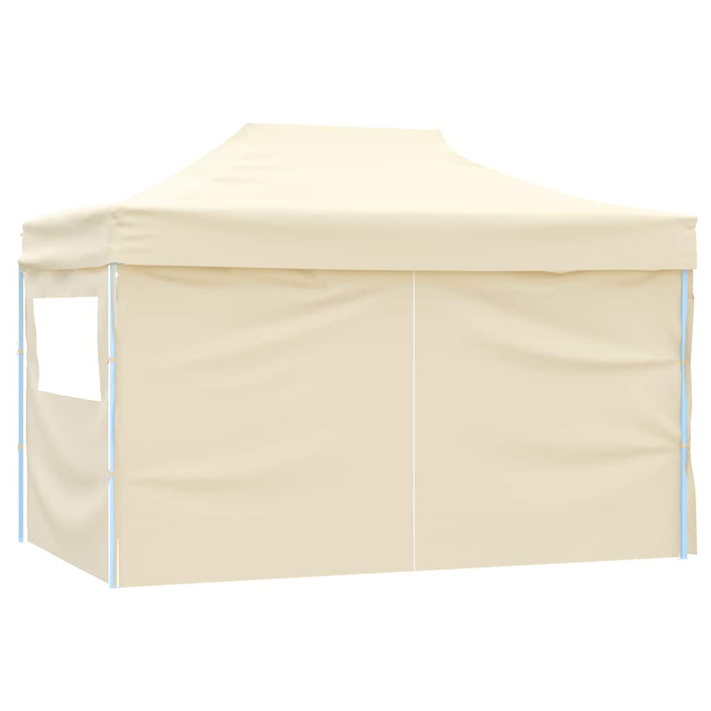 Foldable Tent Pop-Up with 4 Side Walls 3x4.5 m Cream White