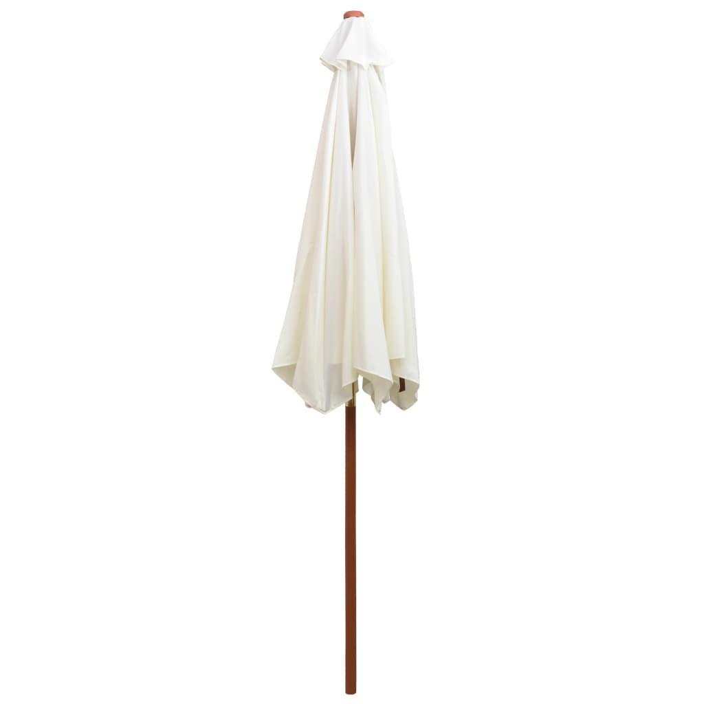 Garden Parasol 270x270 cm Wooden Pole Cream White