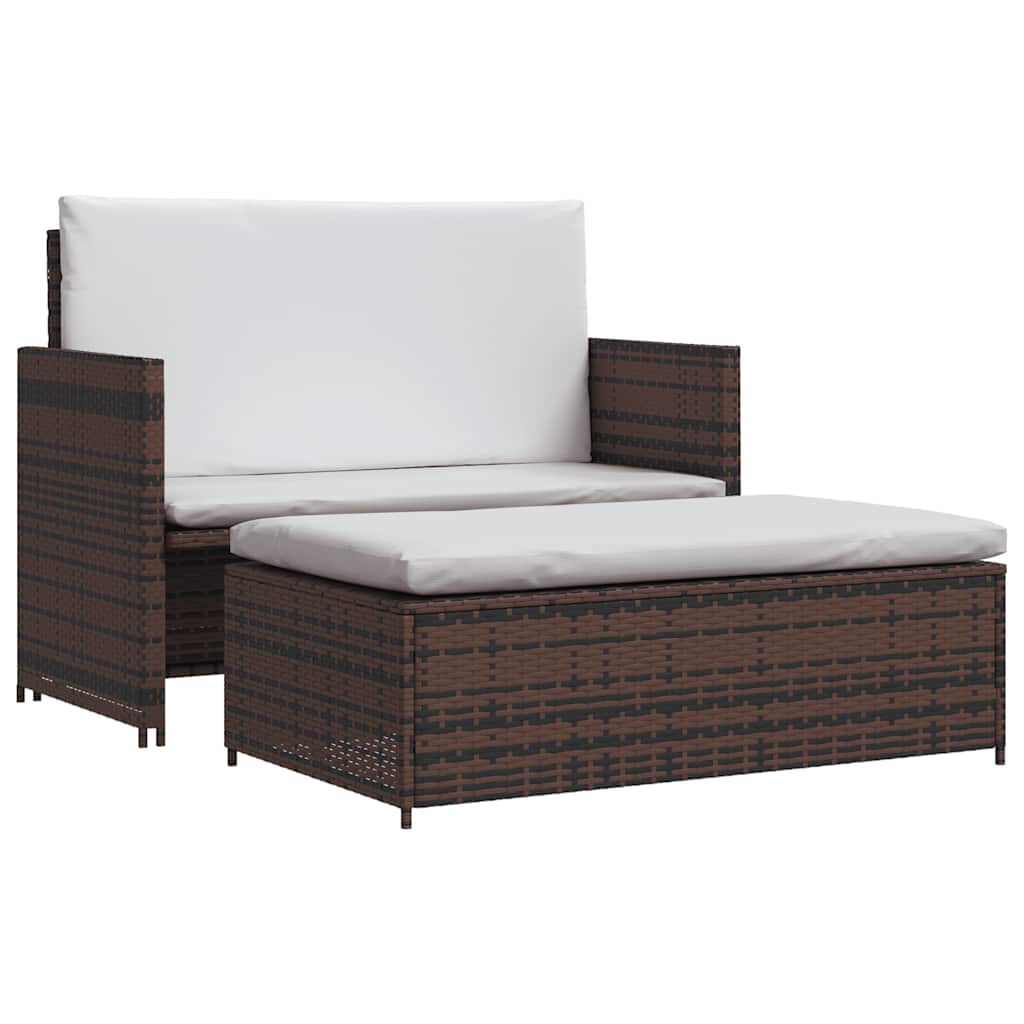 Garden Sofa Poly Rattan Brown