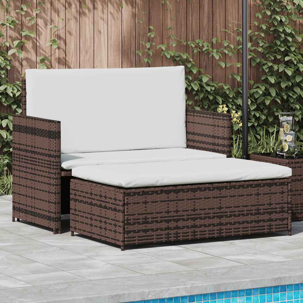 Garden Sofa Poly Rattan Brown