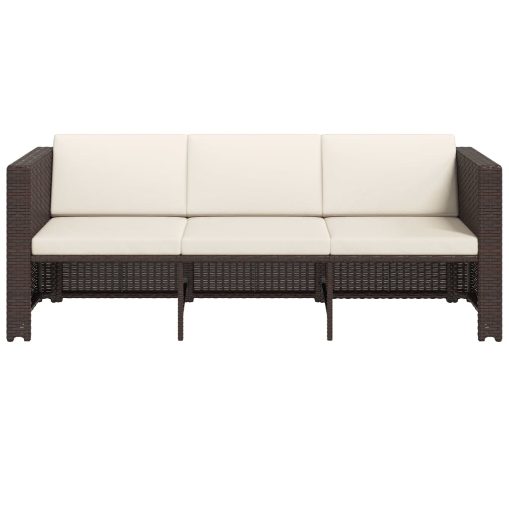 4 Piece Garden Lounge Set with Cushions Poly Rattan Brown