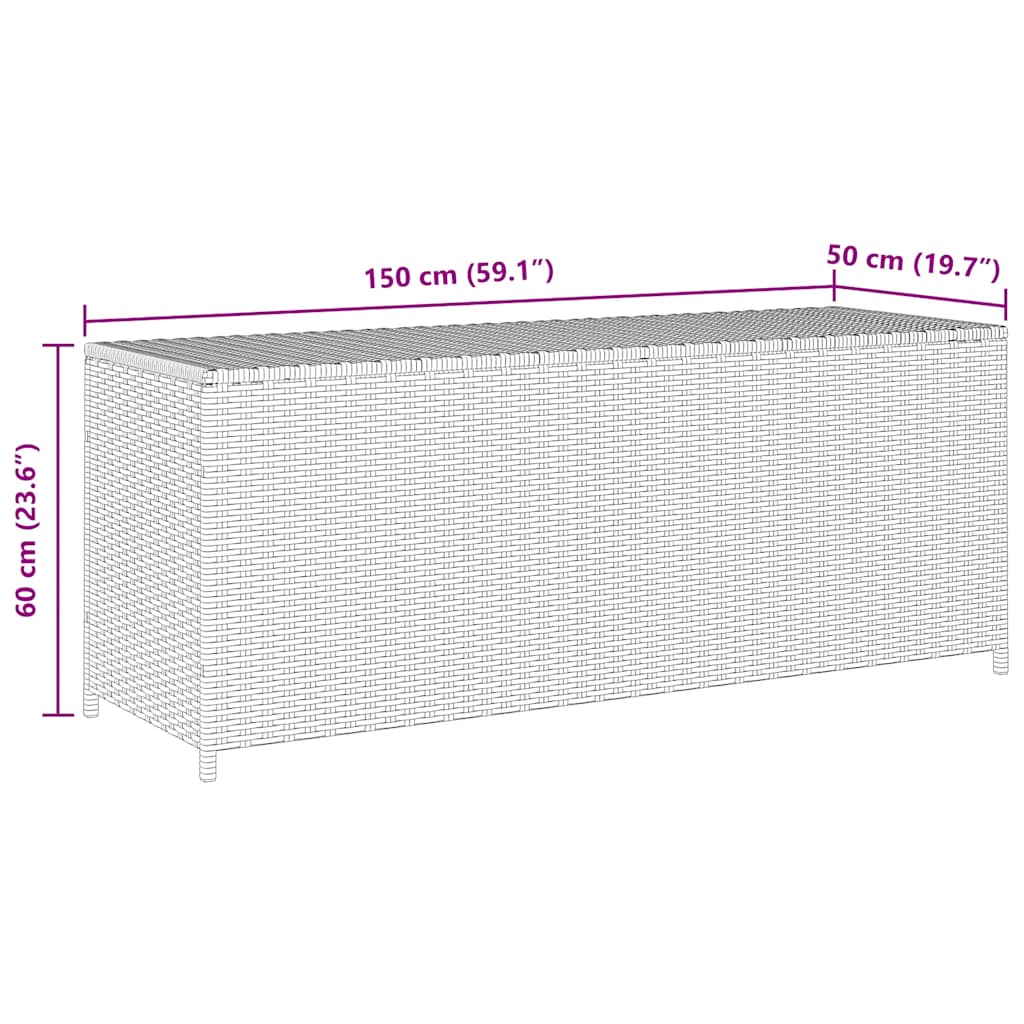 Garden Storage Box Black 150x50x60 cm Poly Rattan