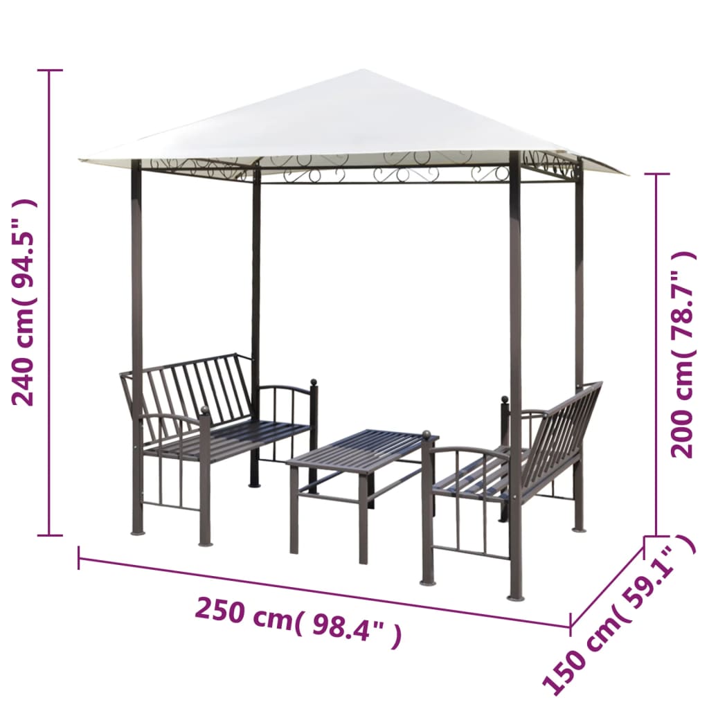 Garden Pavilion with Table and Benches 2.5x1.5x2.4 m