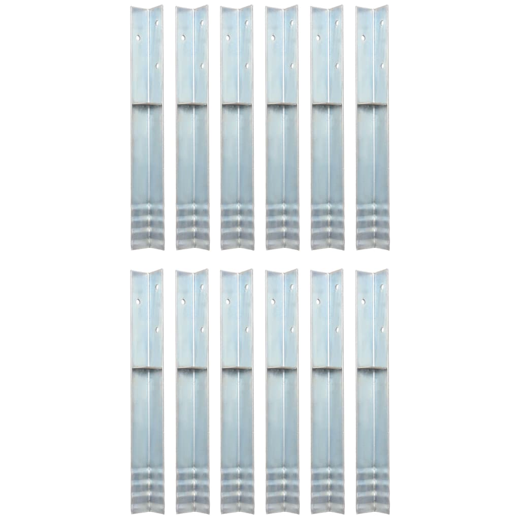 L-shaped Ground Anchors 12 pcs Galvanised Steel 5x5x50 cm