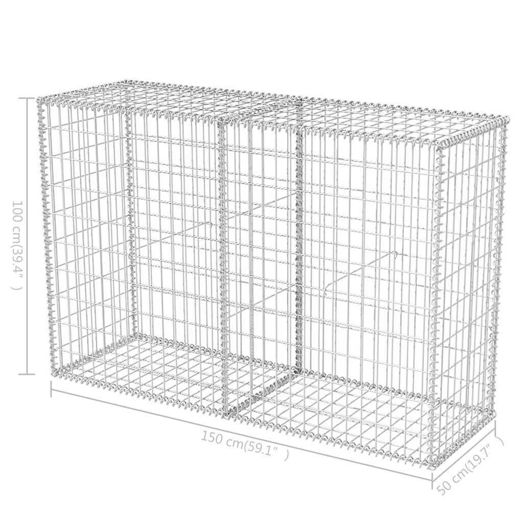Gabion Basket Galvanised Steel 150x50x100 cm