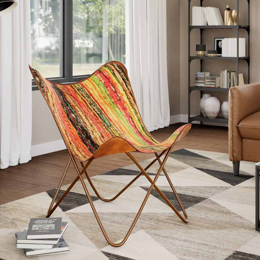 Butterfly Chair Multicolour Chindi Fabric