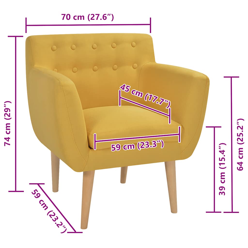 Armchair Yellow Fabric