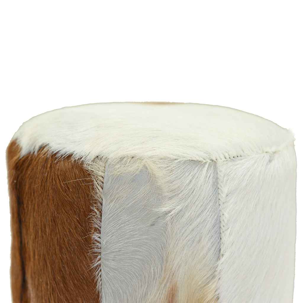 Bar Stool Goatskin Leather and Solid Teak Wood