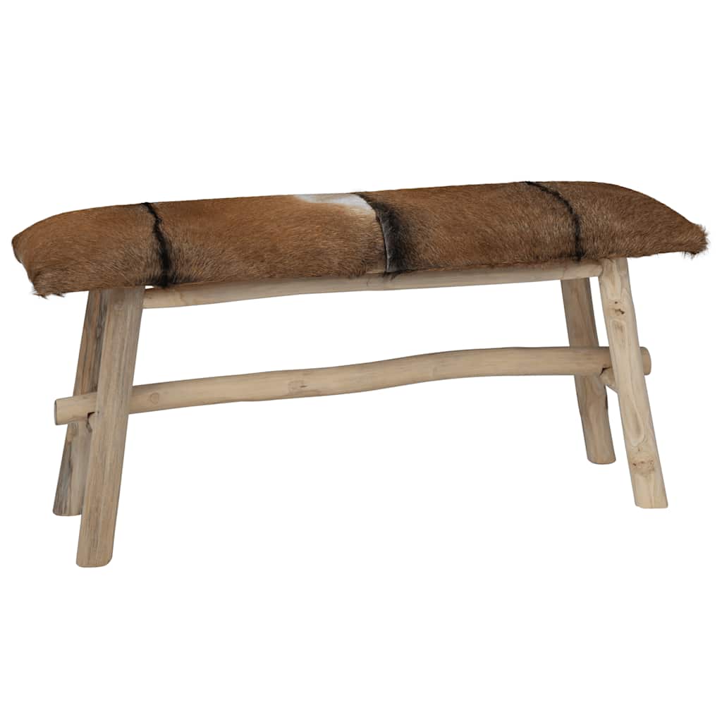 Bench Goatskin Leather Teak