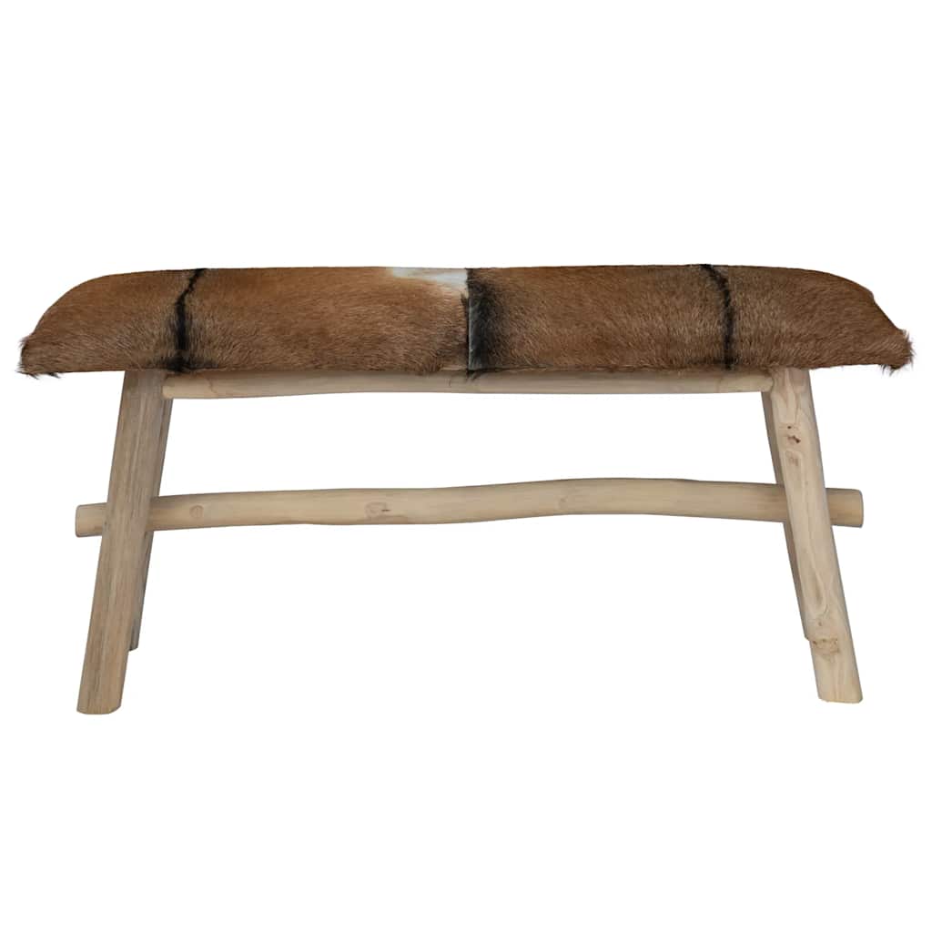 Bench Goatskin Leather Teak