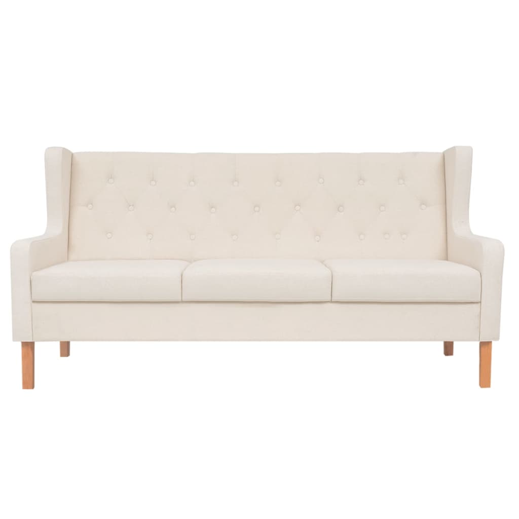 3-Seater Sofa Fabric Cream White