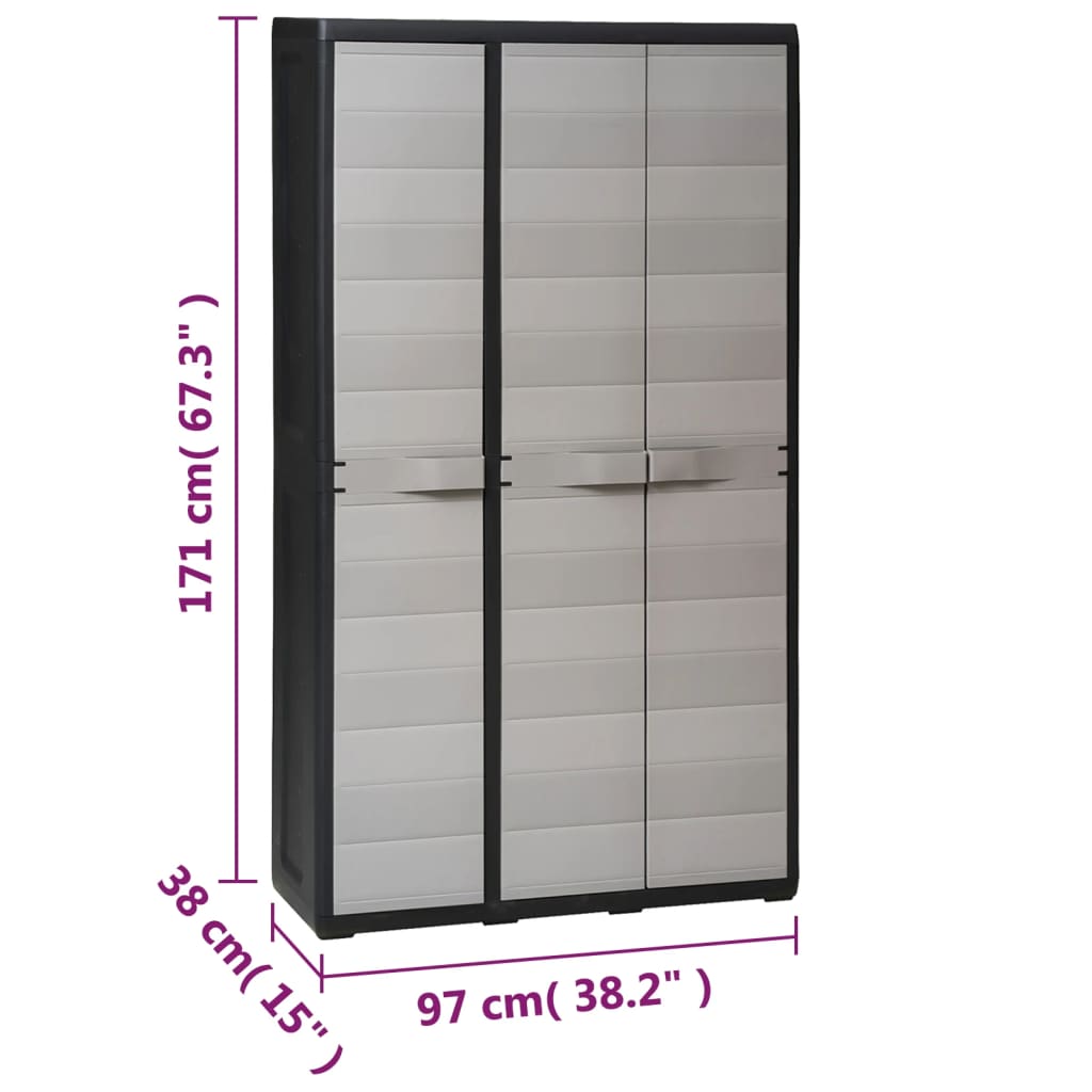 Garden Storage Cabinet with 4 Shelves Black and Grey