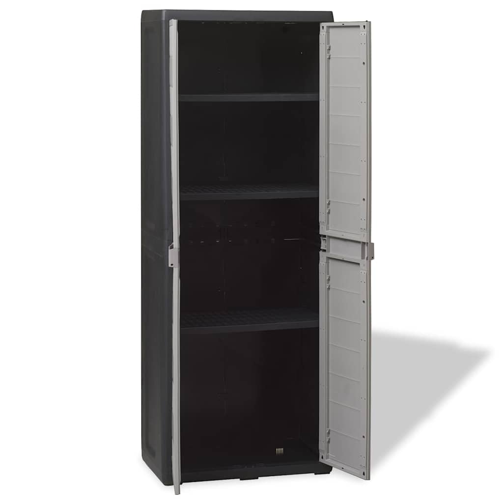Garden Storage Cabinet with 3 Shelves Black and Grey