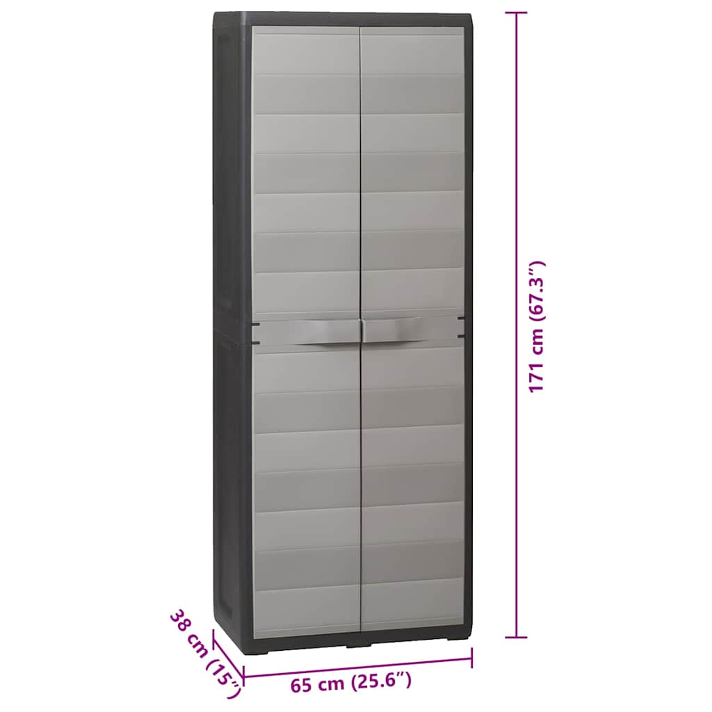 Garden Storage Cabinet with 3 Shelves Black and Grey