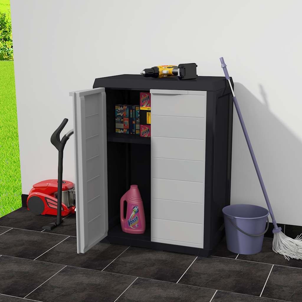 Garden Storage Cabinet with 1 Shelf Black and Grey