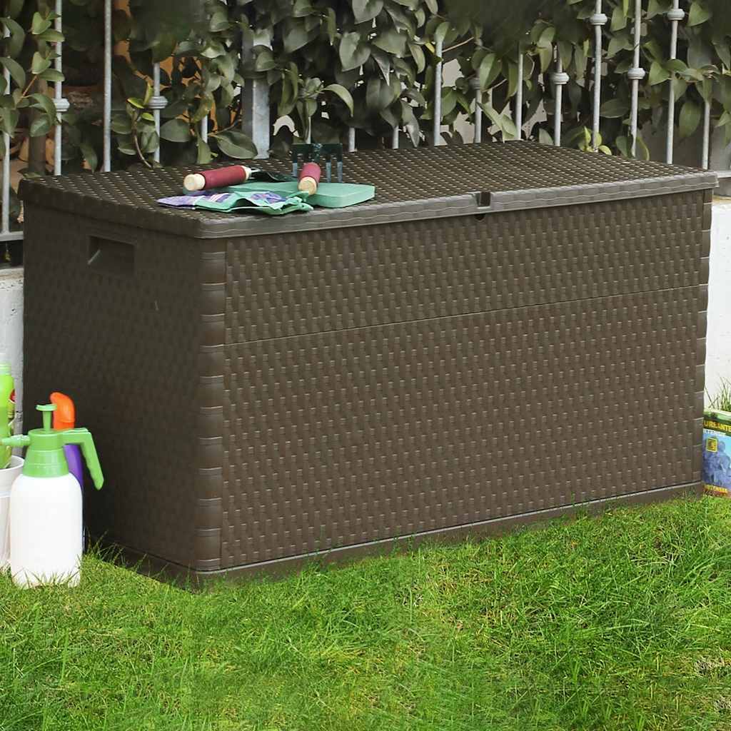 Garden Storage Box Brown 120x56x63 cm PP Rattan