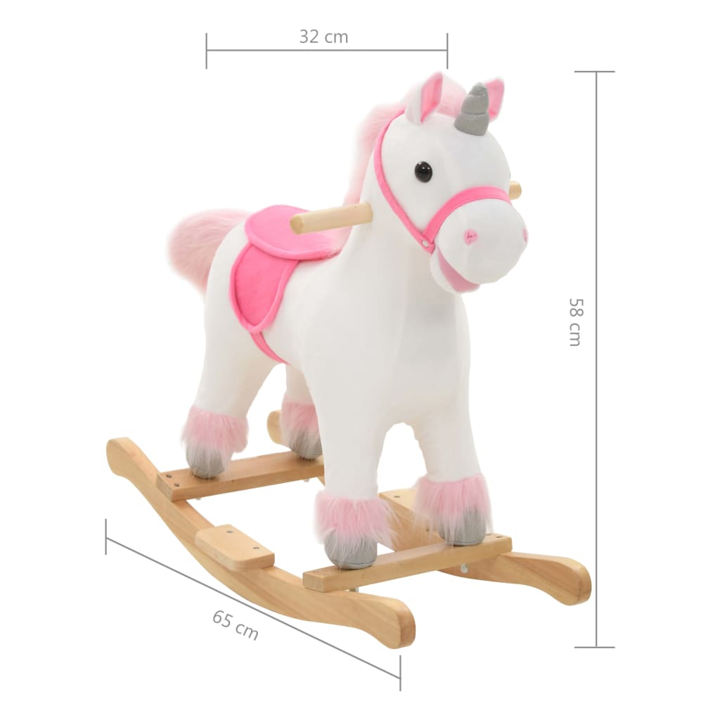 Rocking Animal Unicorn Plush 65x32x58 cm White and Pink