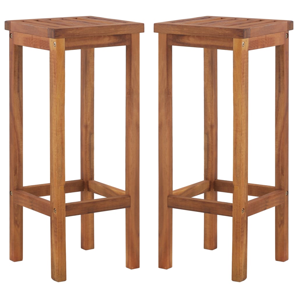 Bar Chairs 2 pcs Solid Acacia Wood