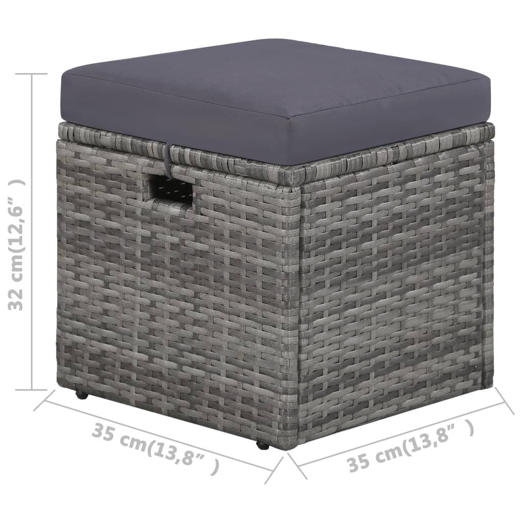 4 Piece Garden Lounge Set with Cushions Poly Rattan Grey