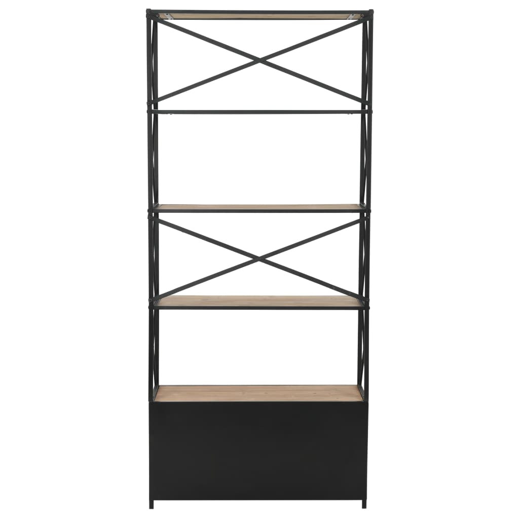Bookcase Solid Firwood and Steel 80x32.5x180 cm