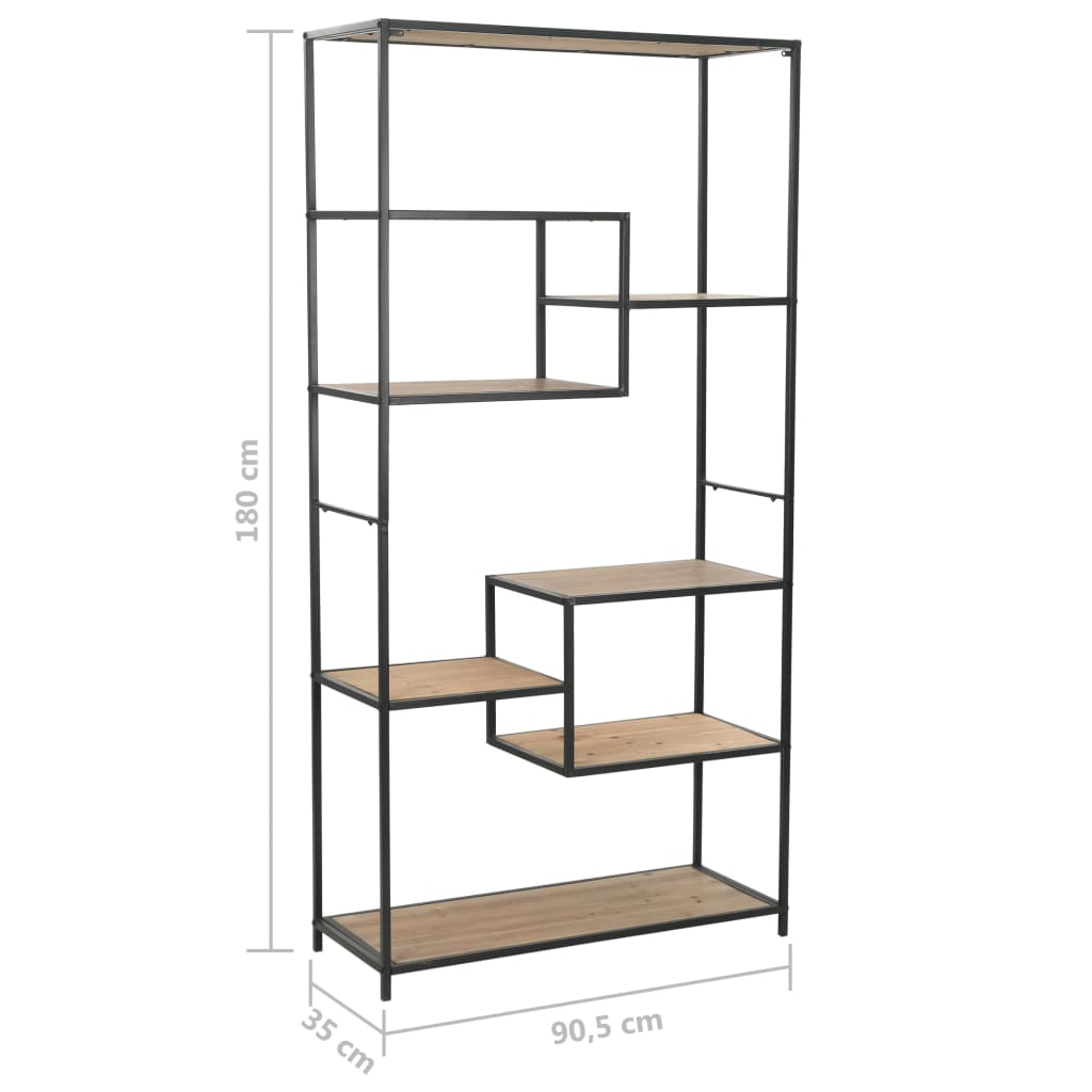 Bookcase Solid Firwood and Steel 90.5x35x180 cm