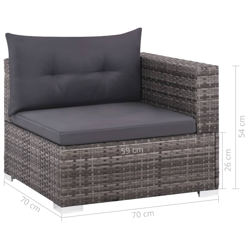 3 Piece Garden Lounge Set with Cushions Poly Rattan Grey