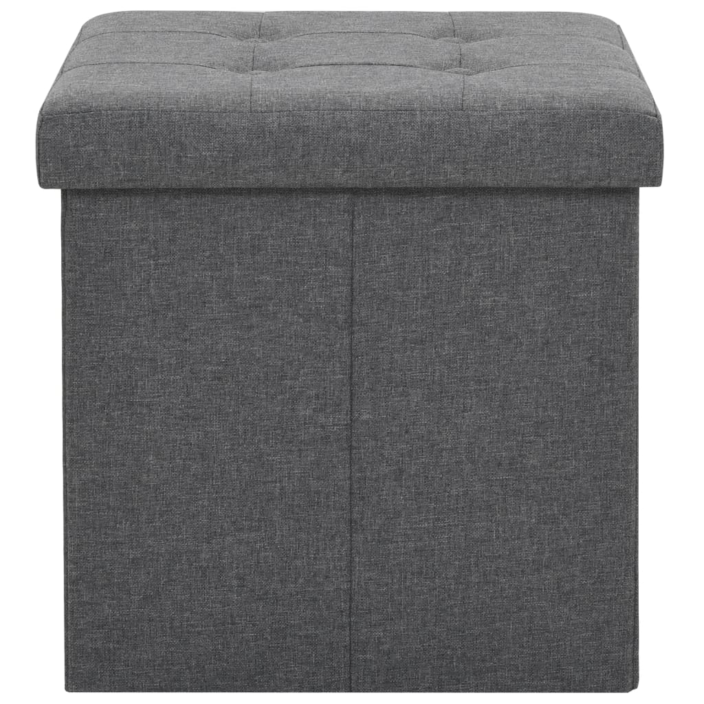 Folding Storage Stools 2 pcs Dark Grey Faux Linen