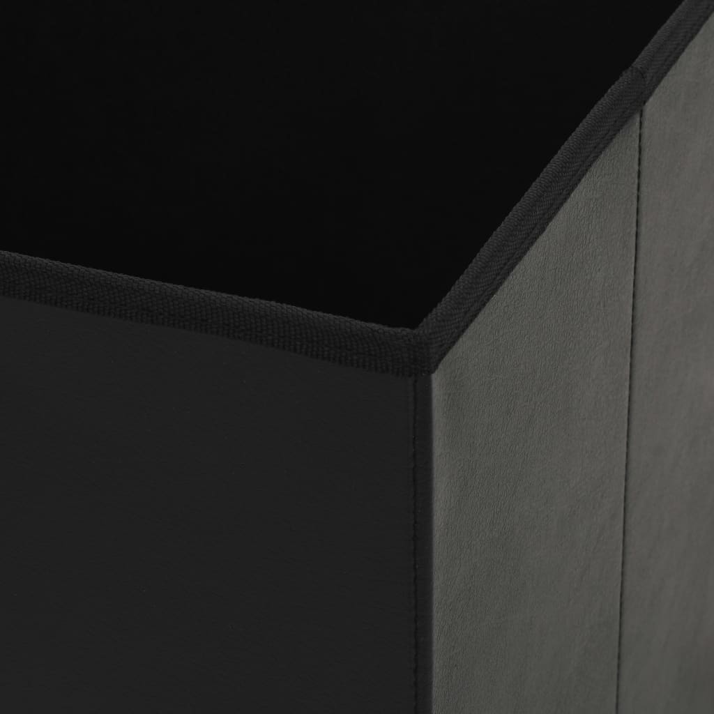 Folding Storage Stools 2 pcs Black Faux Leather