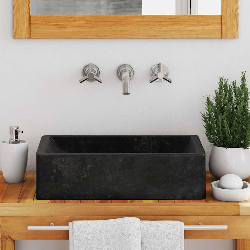 Sink 45x30x12 cm Marble High Gloss Black