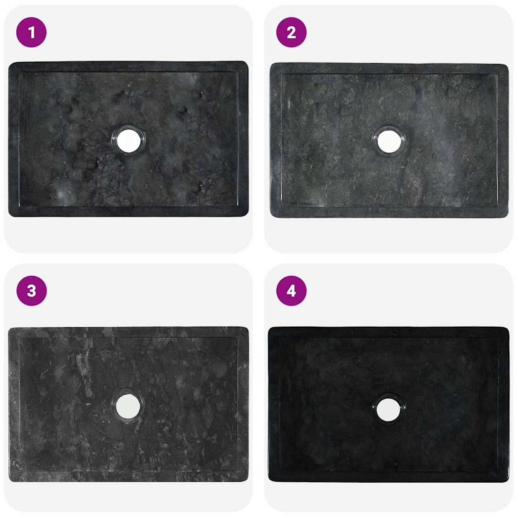Sink 45x30x12 cm Marble High Gloss Black