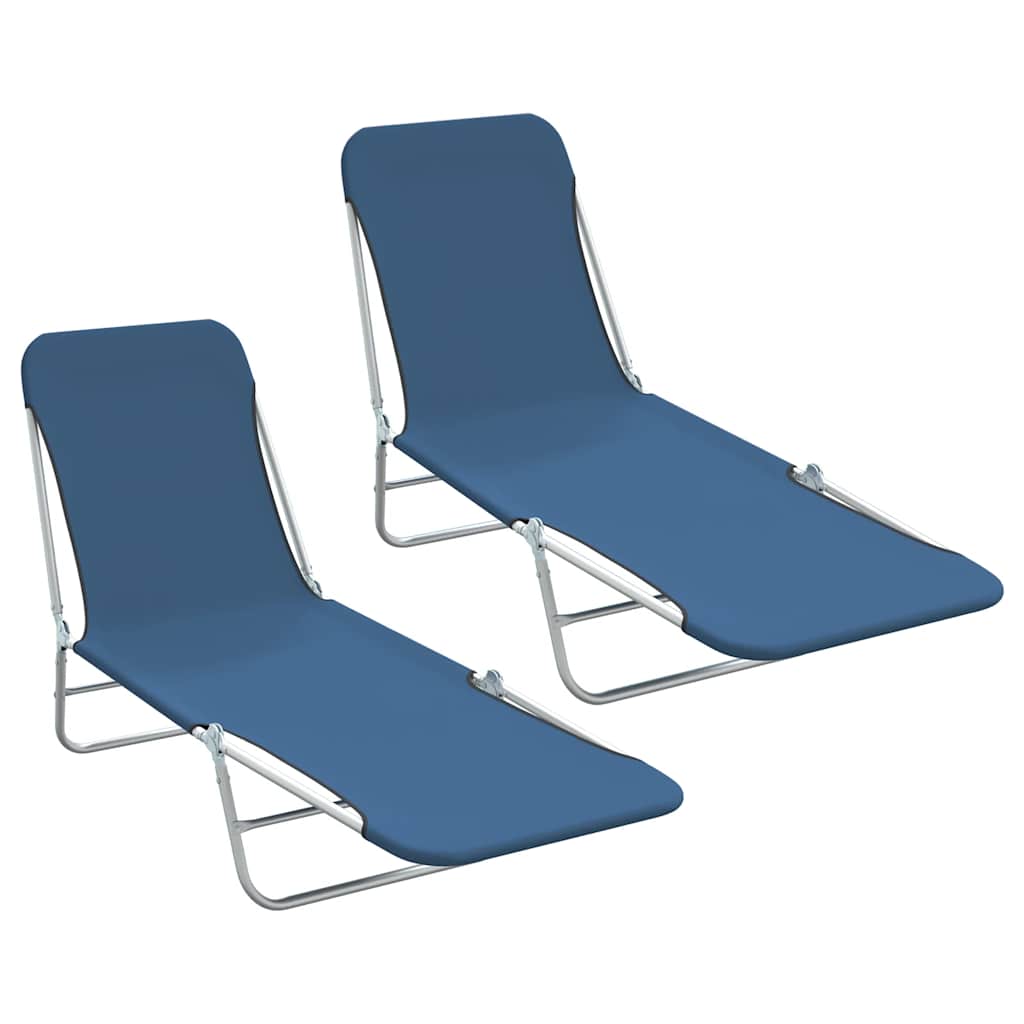 Folding Sun Loungers 2 pcs Steel and Fabric Blue