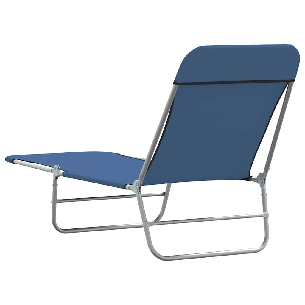 Folding Sun Loungers 2 pcs Steel and Fabric Blue