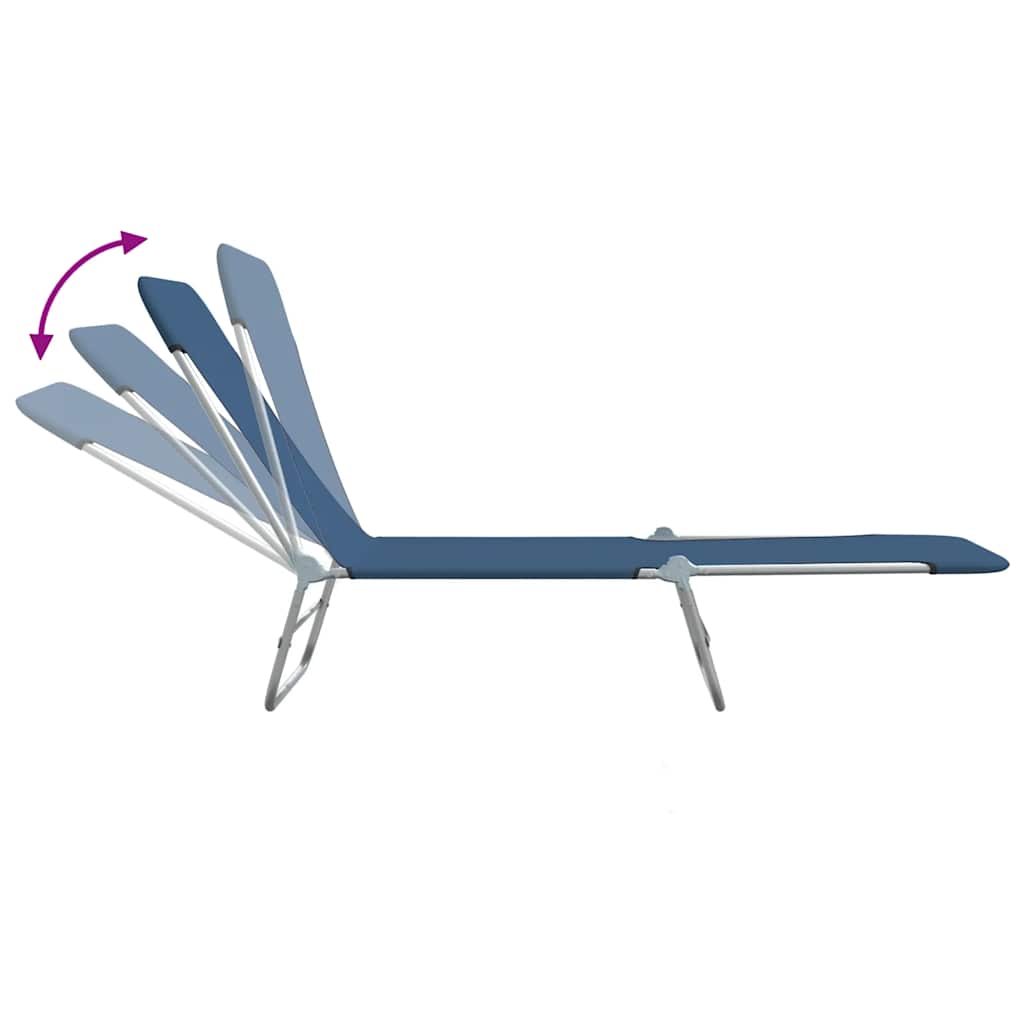 Folding Sun Loungers 2 pcs Steel and Fabric Blue