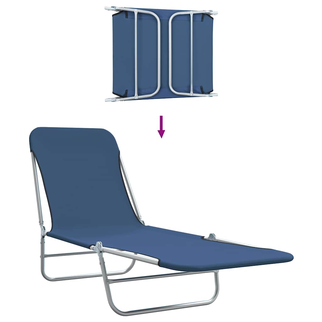 Folding Sun Loungers 2 pcs Steel and Fabric Blue