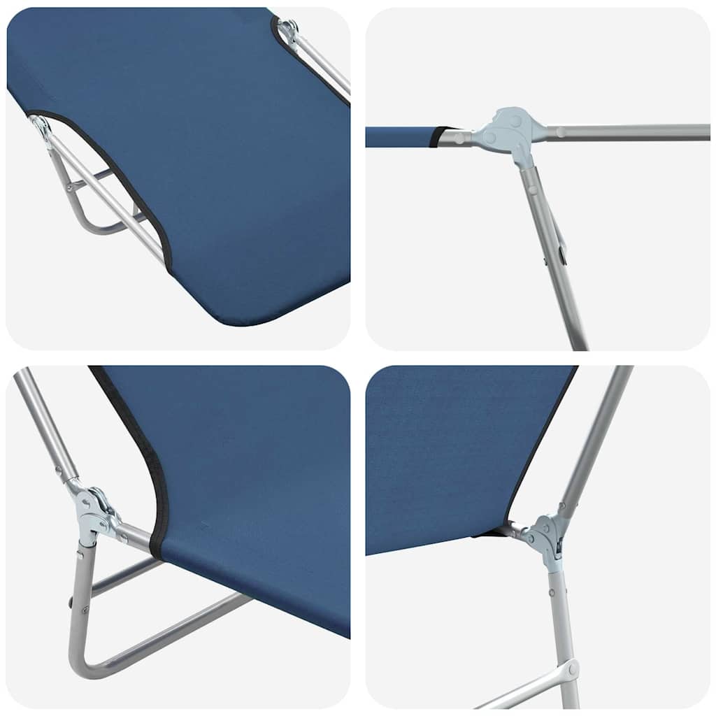 Folding Sun Loungers 2 pcs Steel and Fabric Blue