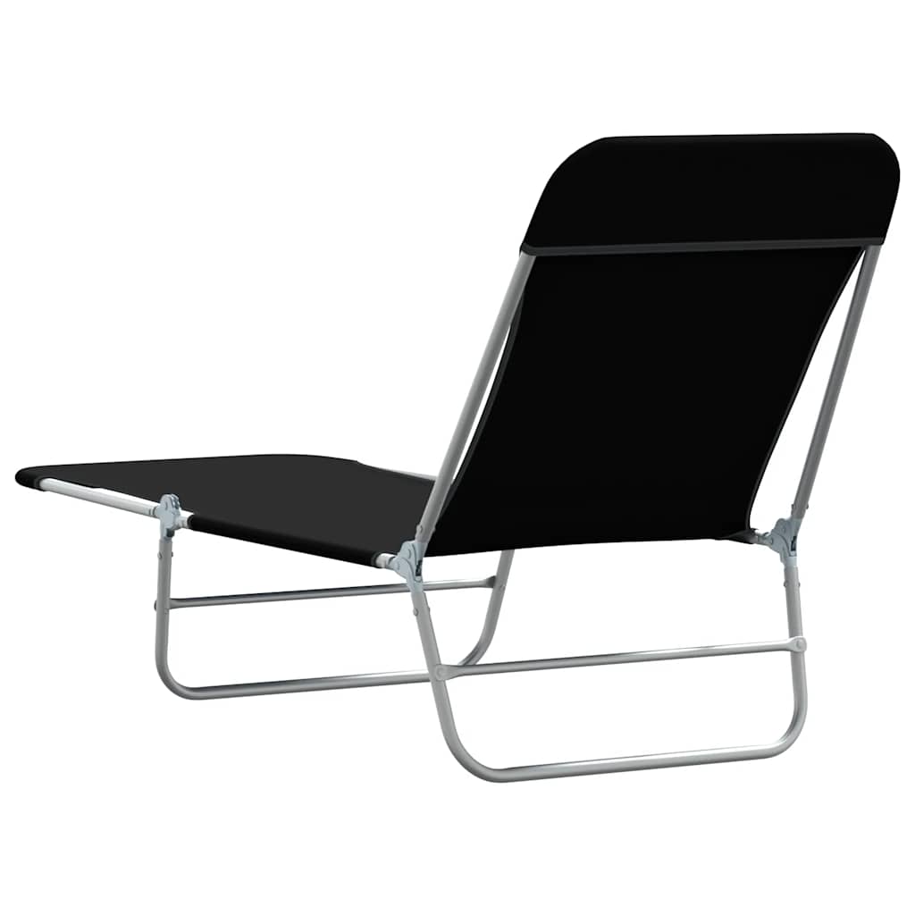 Folding Sun Loungers 2 pcs Steel and Fabric Black