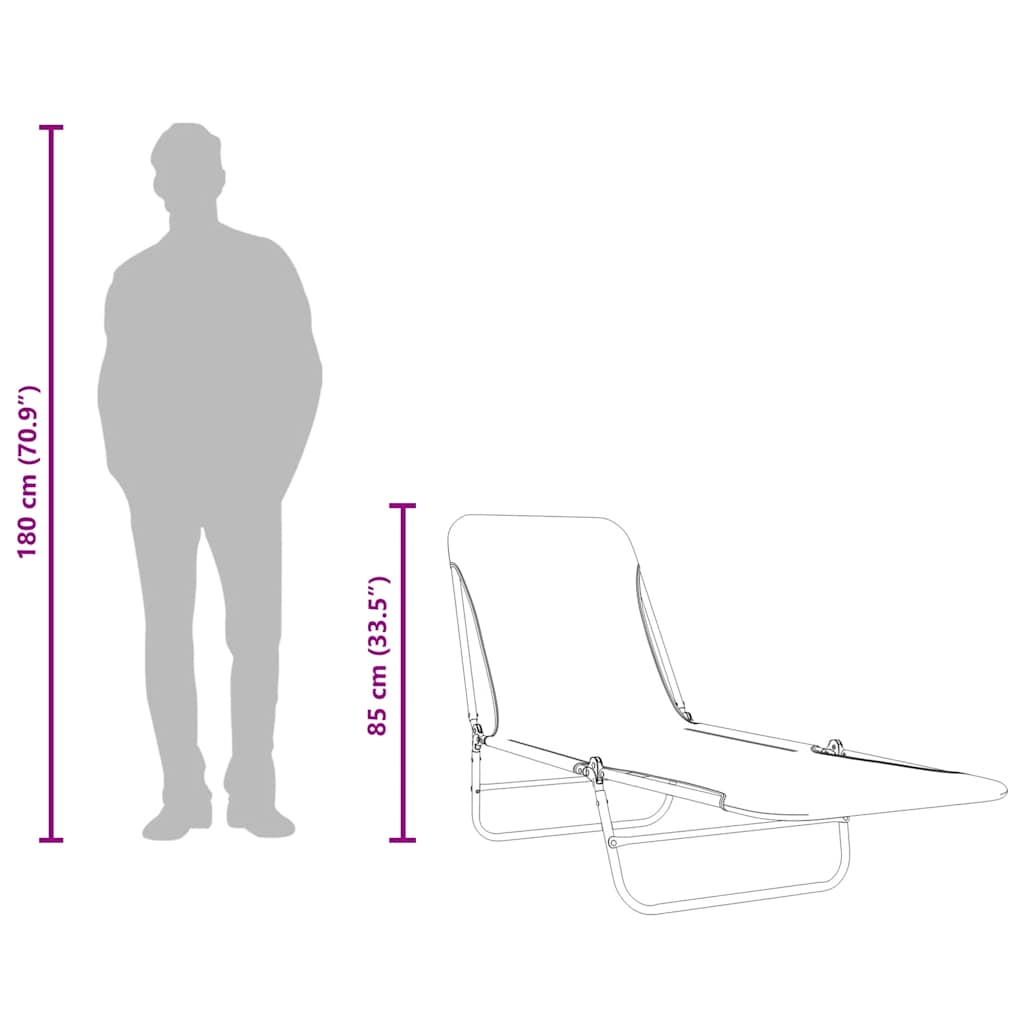 Folding Sun Loungers 2 pcs Steel and Fabric Grey