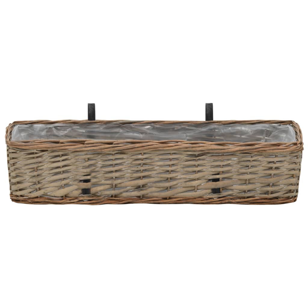 Balcony Planter 2 pcs Wicker with PE Lining 60 cm