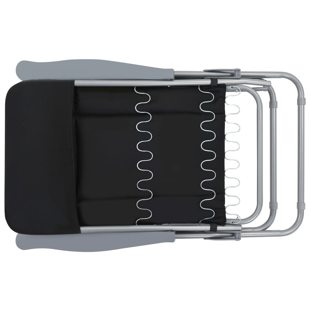 Folding Garden Chairs with Cushions 2 pcs Black