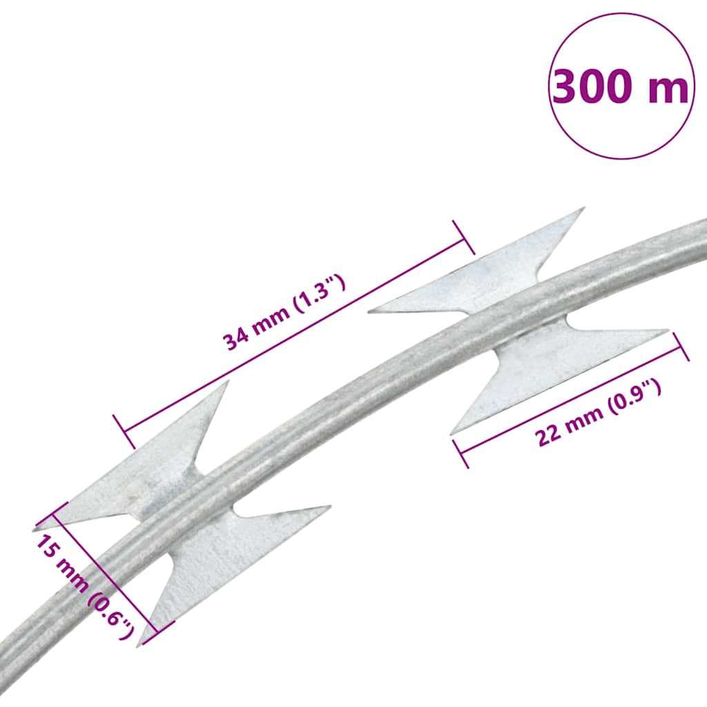 Clipped Concertina Razor Wire Galvanised Steel 300 m