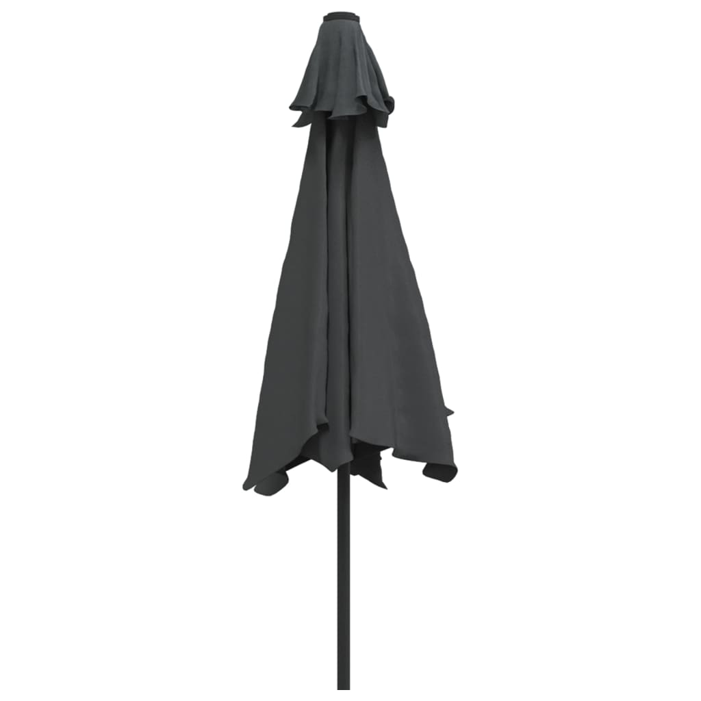 Garden Parasol with LED Lights and Steel Pole 300cm Anthracite
