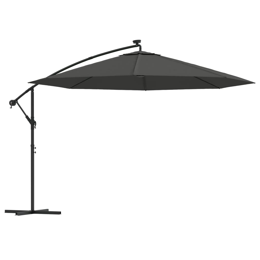 Cantilever Garden Parasol with LED Lights and Metal Pole 350 cm Anthracite