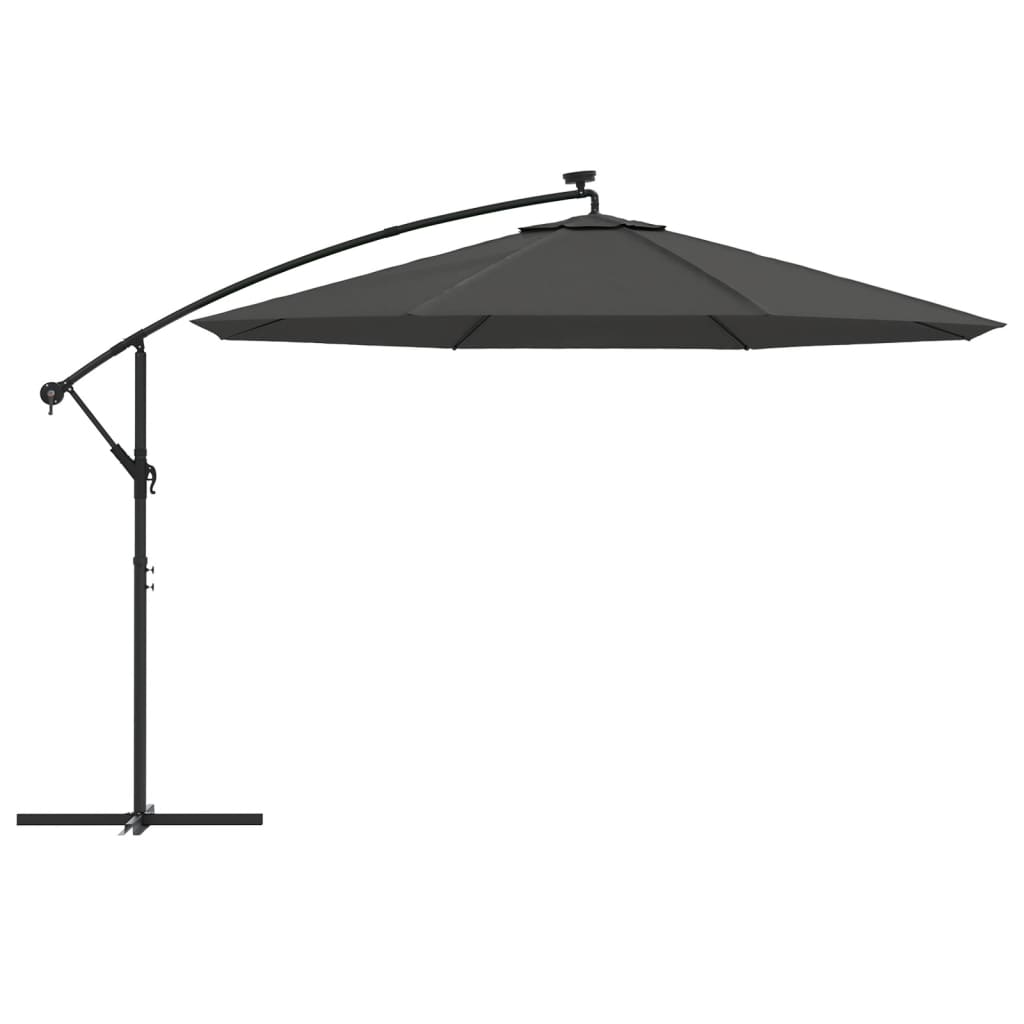 Cantilever Garden Parasol with LED Lights and Metal Pole 350 cm Anthracite