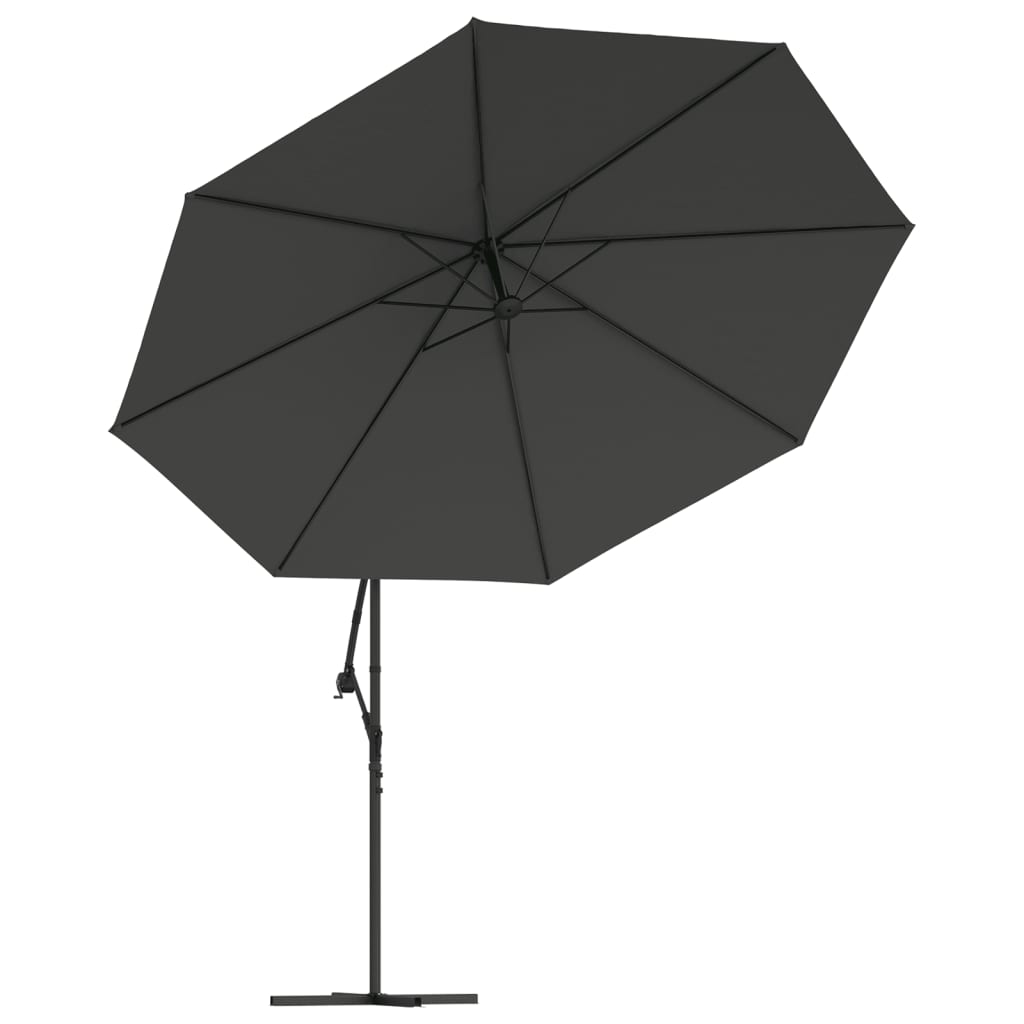 Cantilever Garden Parasol with LED Lights and Metal Pole 350 cm Anthracite