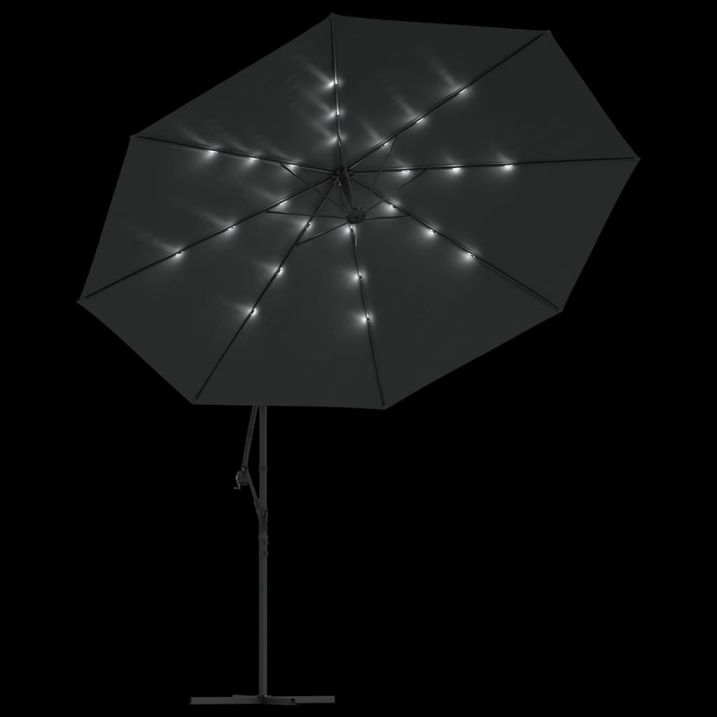 Cantilever Garden Parasol with LED Lights and Metal Pole 350 cm Anthracite
