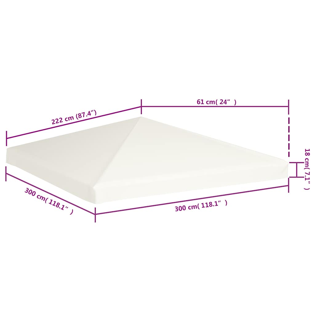 Gazebo Top Cover 310 g/m² 3x3 m Cream White