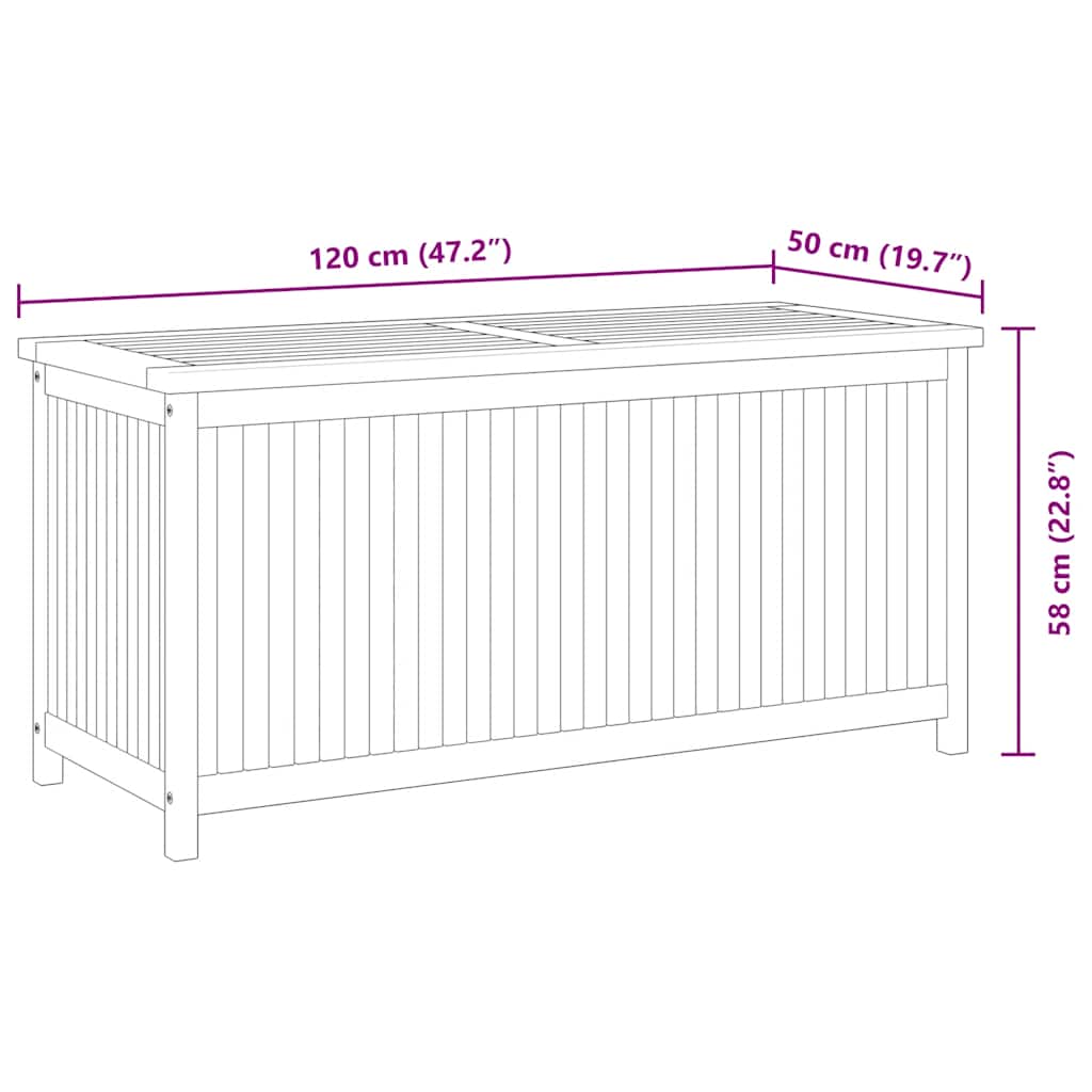 Garden Storage Box 120x50x58 cm Solid Teak Wood
