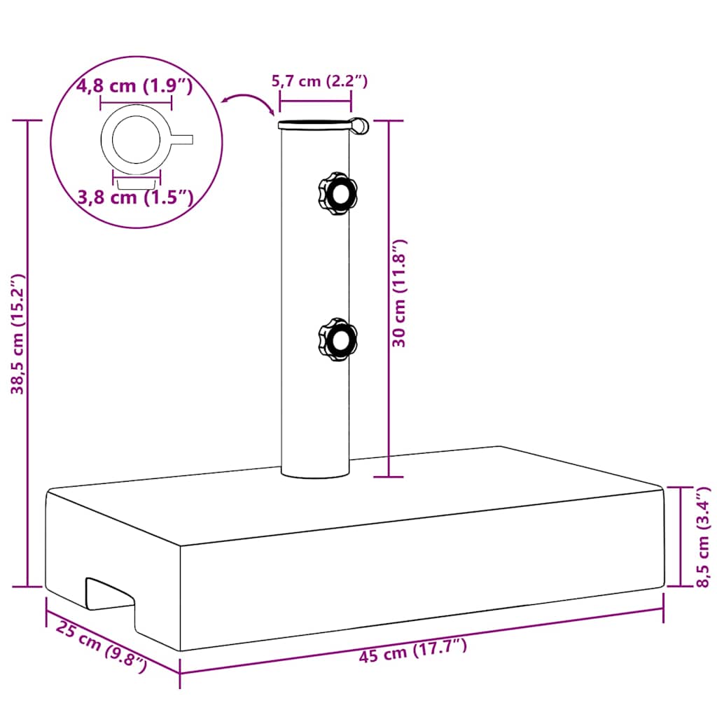 Parasol Base Granite 25 kg Rectangular Black