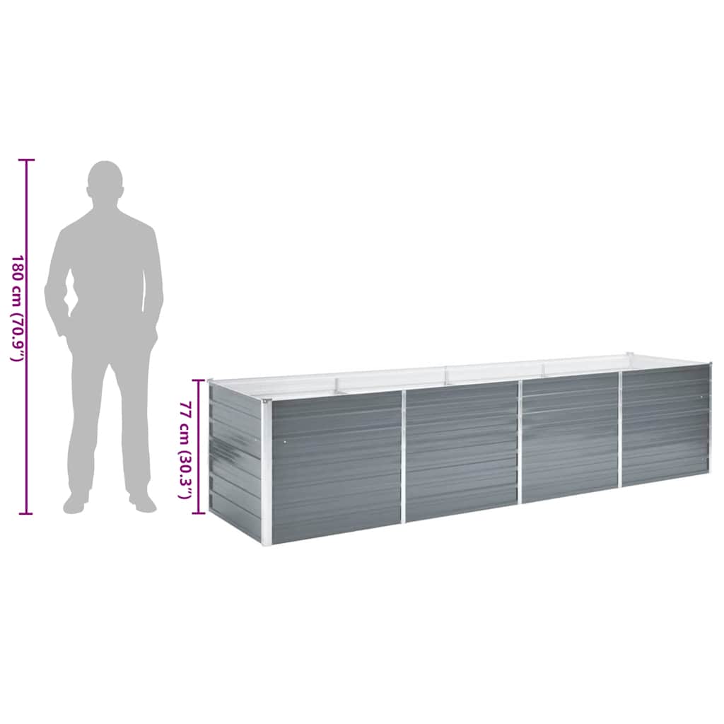 Garden Raised Bed Galvanised Steel 320x80x77 cm Grey