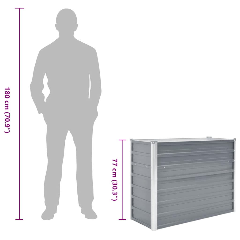 Garden Raised Bed Galvanised Steel 100x40x77 cm Grey